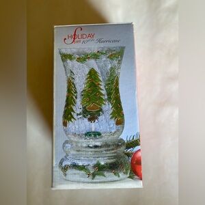 Holiday Spirit - Holiday 10 1/4” width Christmas Tree Hurricane candle holder